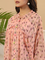 Juniper Peach Floral Printed Chiffon Tunic With Inner | Grocsy