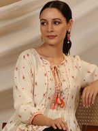 Juniper Women's Ivory Geometric Printed Rayon Tunic With Beads & Sequins | Grocsy