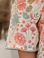 Juniper Ivory Floral Printed Rayon High-Low Plus Size Tunic With Lace | Grocsy