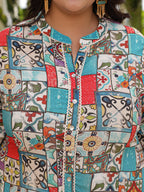 Juniper Women's The Digitopia Multi-Coloured Rayon Printed High-Low Tunic | Grocsy