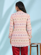 Juniper Women's The Crafted Geometrics Ivory Geometric Printed Rayon Tunic | Grocsy