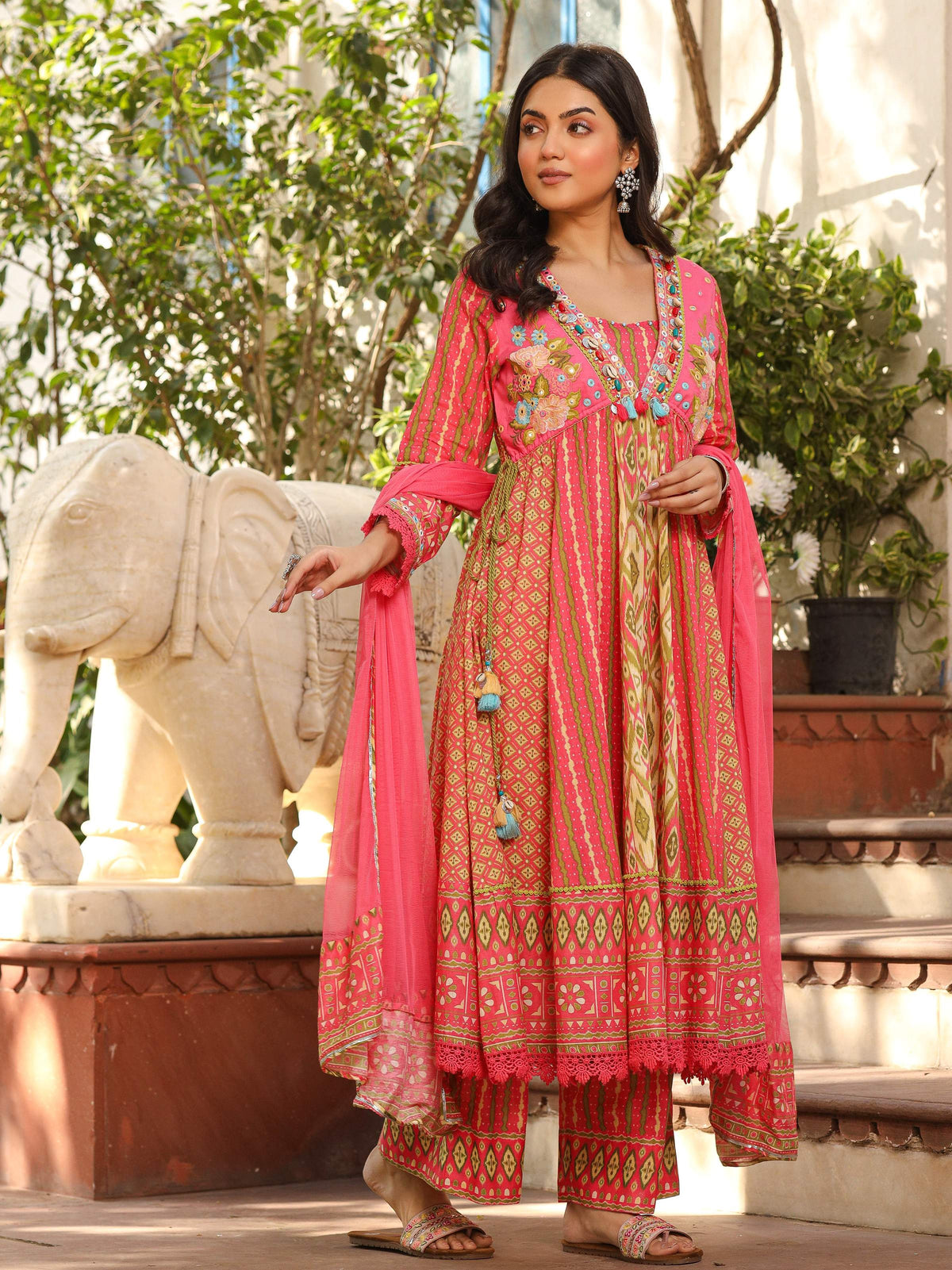 Juniper Women's Green Pure Cotton Printed Kurta Set | Grocsy