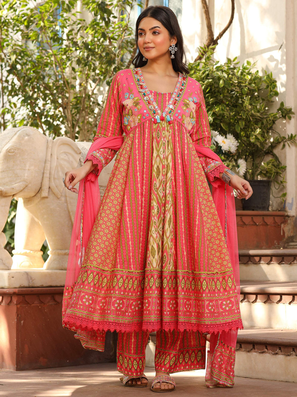 Juniper Women's Green Pure Cotton Printed Kurta Set | Grocsy