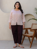 Juniper Women's The Mishri Nude Floral Printed & Gathered Rayon Plus Size Tunic | Grocsy