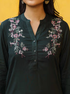 Juniper Green Modal Rayon Embroidered Tunic | Grocsy