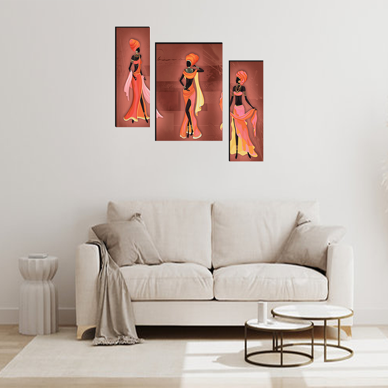 Tehzeeb Creations Set Of 3 Digital Wall Painting | Grocsy