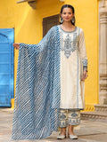 Juniper Women's White Pure Cotton Embroidered Kurta Set | Grocsy