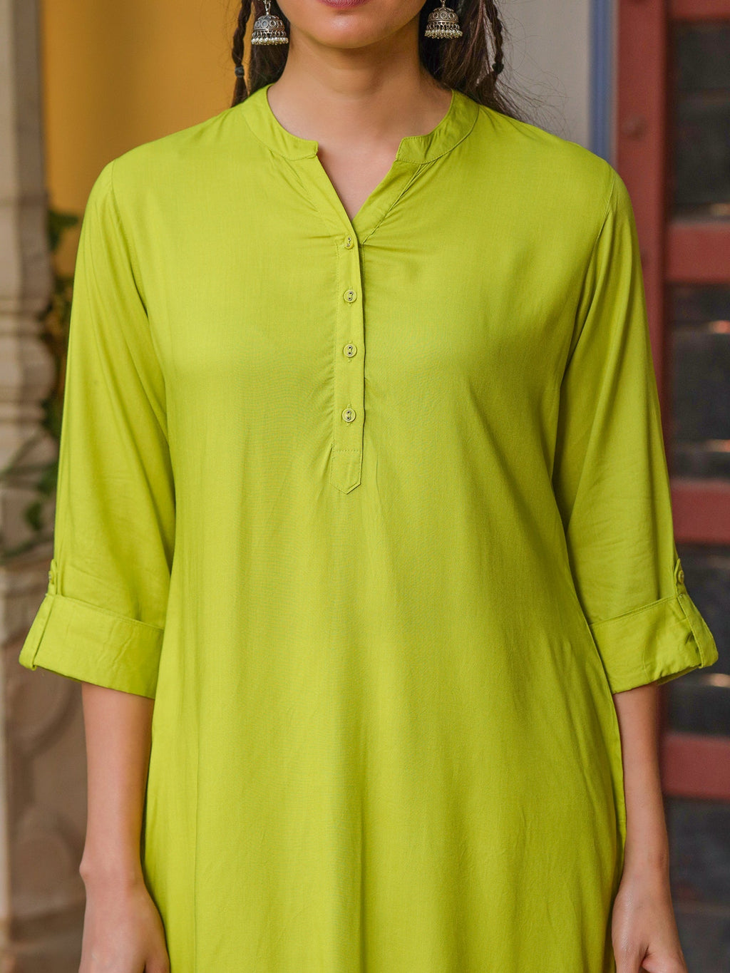 Juniper Green Viscose Rayon Kurta | Grocsy