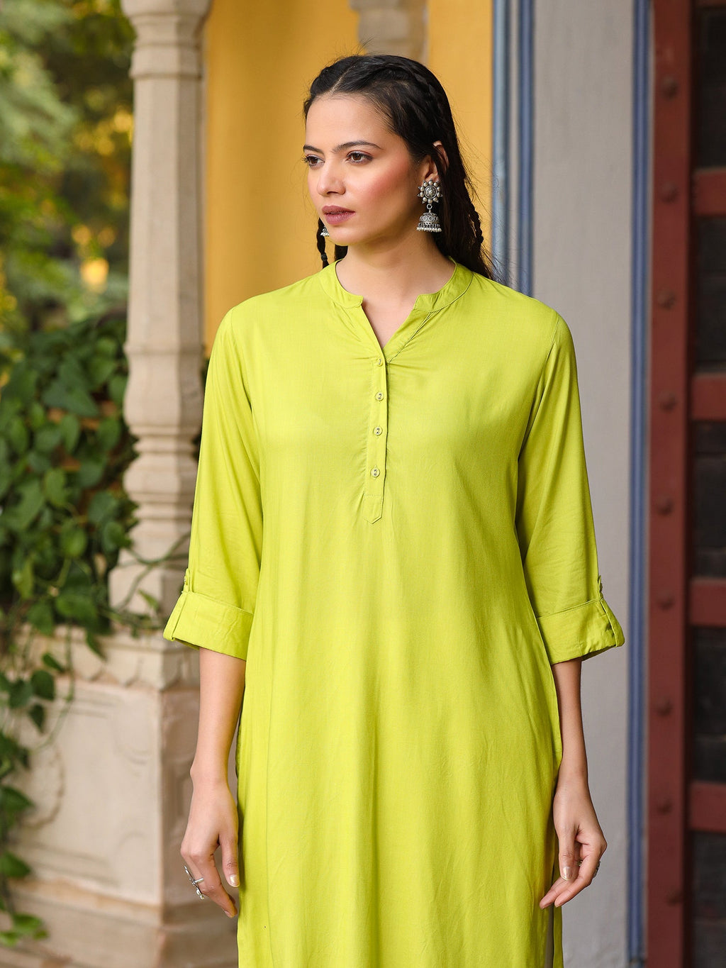 Juniper Green Viscose Rayon Kurta | Grocsy