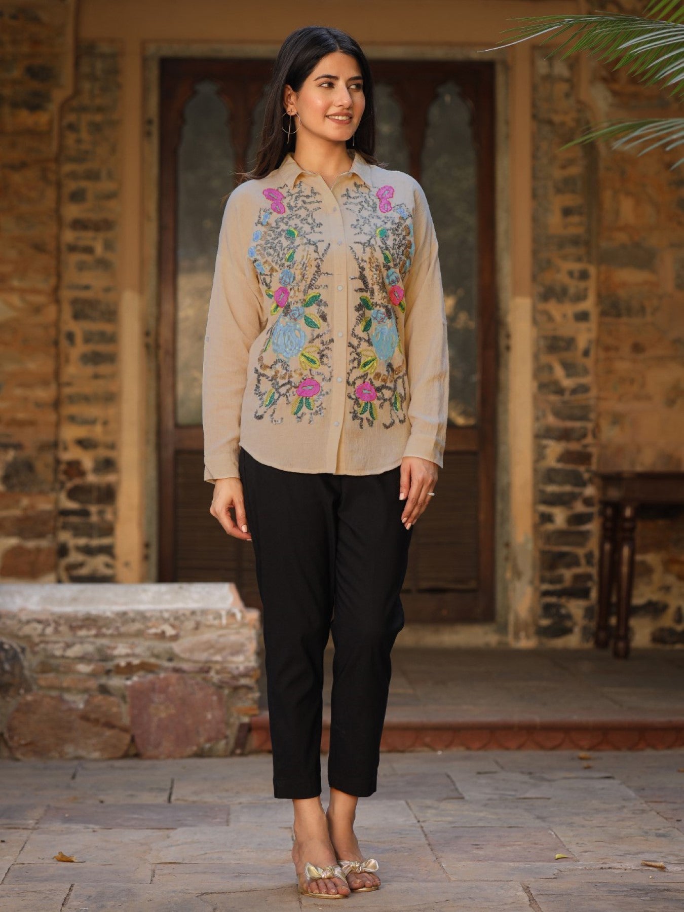 Juniper Women's Rayon Flex Embroidered Women's Shirt | Grocsy