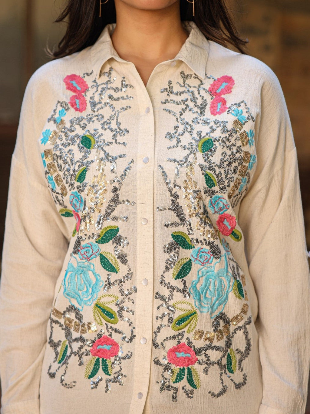 Juniper Women's Rayon Flex Embroidered Women's Shirt | Grocsy