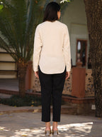 Juniper Women's Women Natural Solid Shirt With Sequins Work | Grocsy