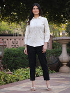 Juniper Women's Rayon Flex Thread Embroidered Women's Shirt With Beads Work | Grocsy