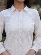 Juniper Women's Rayon Flex Thread Embroidered Women's Shirt With Beads Work | Grocsy
