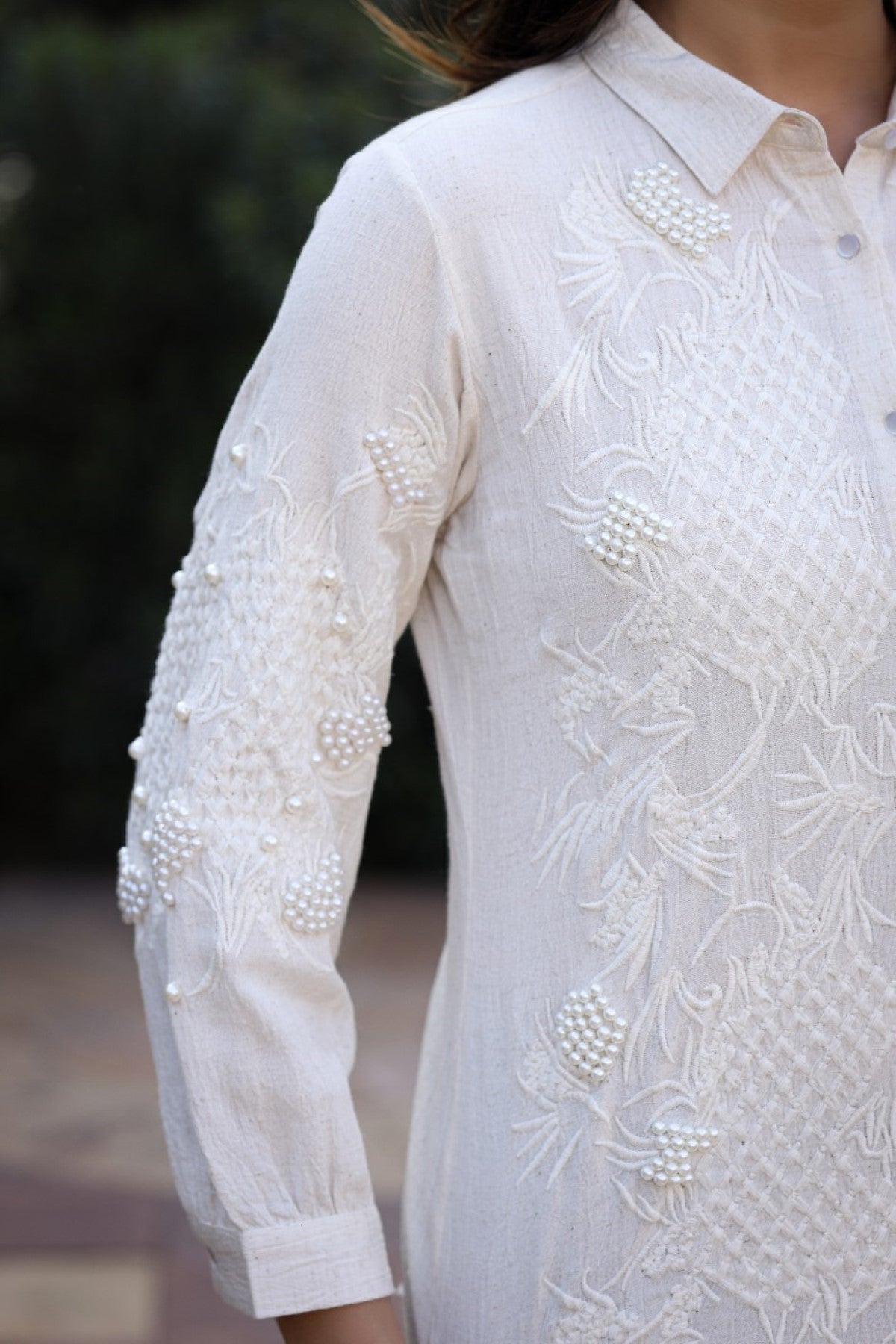 Juniper Women's Rayon Flex Thread Embroidered Women's Shirt With Beads Work | Grocsy