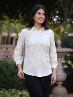 Juniper Women's Rayon Flex Thread Embroidered Women's Shirt With Beads Work | Grocsy