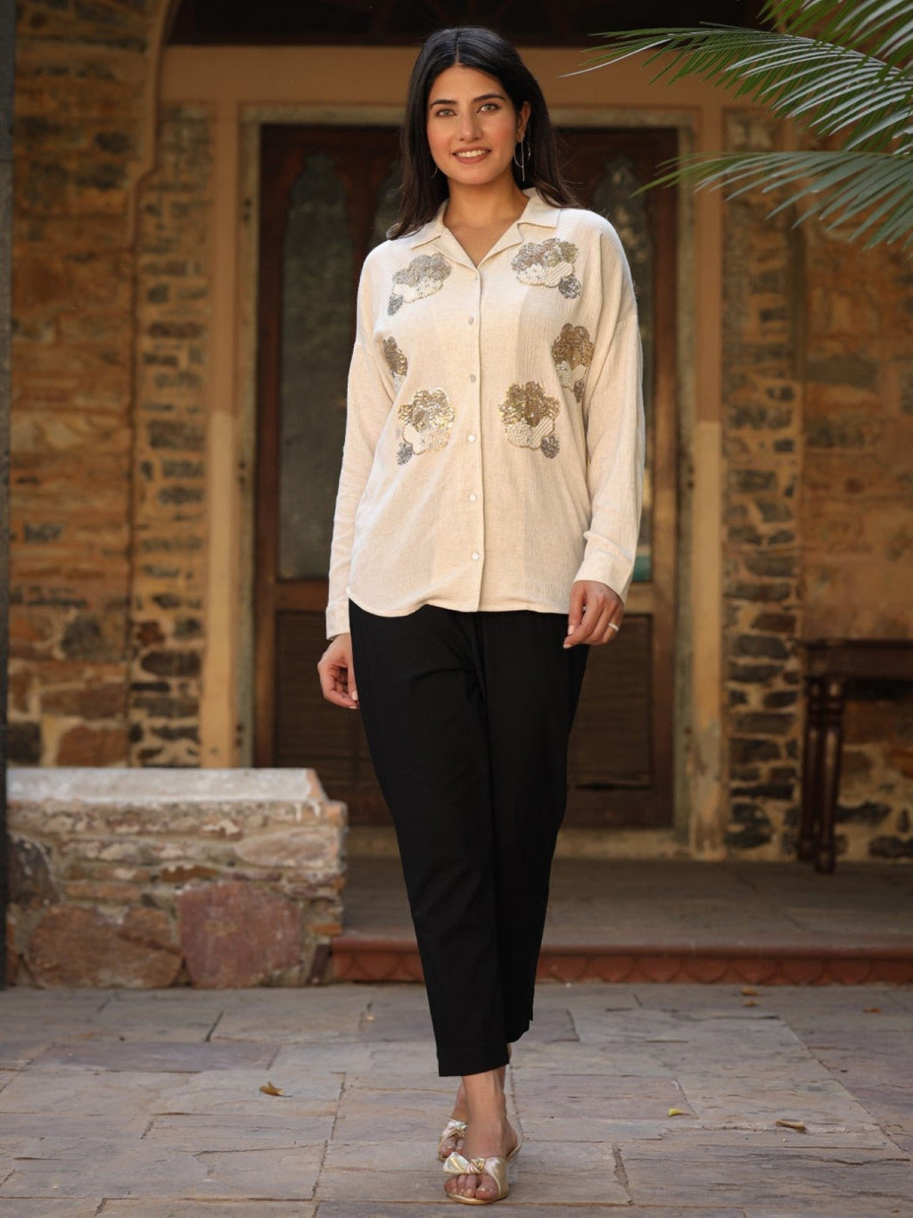 Juniper Women's Rayon Flex Embroidered Women's Shirt | Grocsy