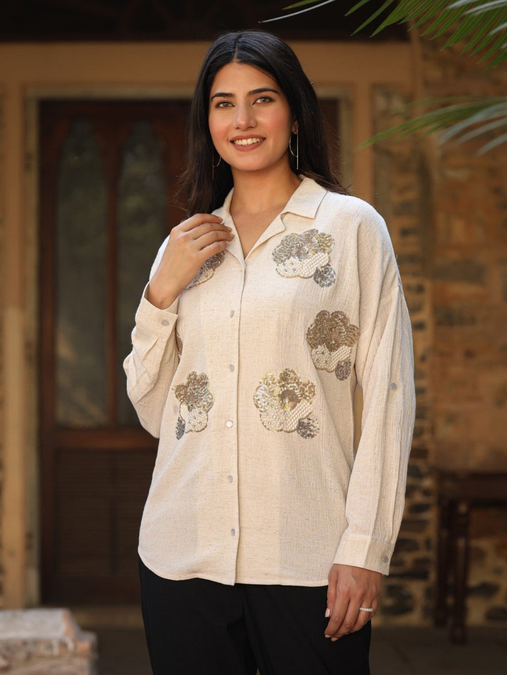 Juniper Women's Rayon Flex Embroidered Women's Shirt | Grocsy
