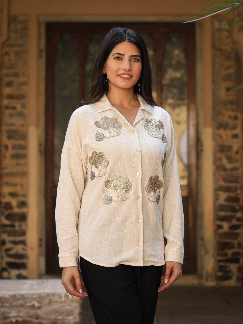 Juniper Women's Rayon Flex Embroidered Women's Shirt | Grocsy