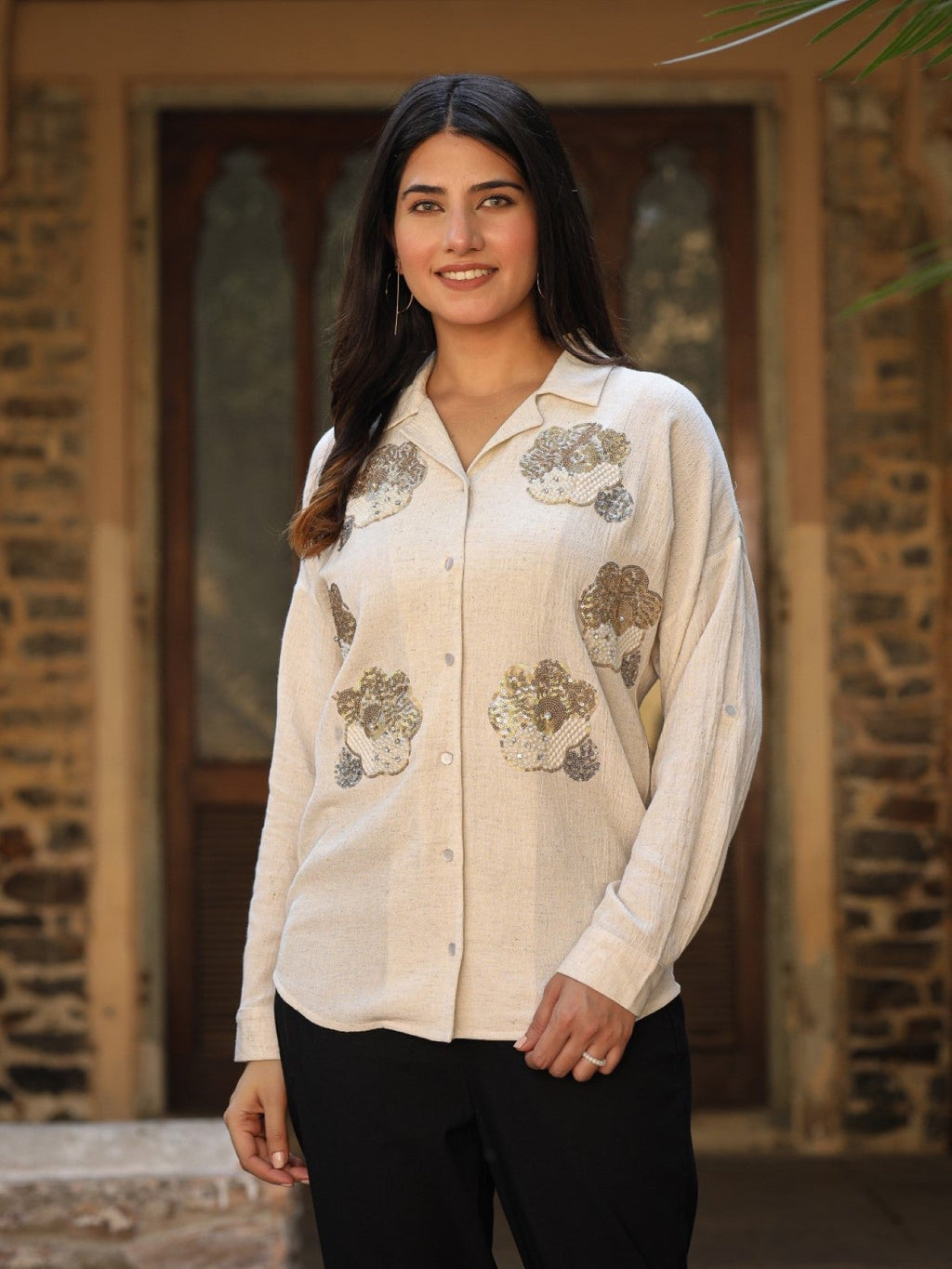 Juniper Women's Rayon Flex Embroidered Women's Shirt | Grocsy
