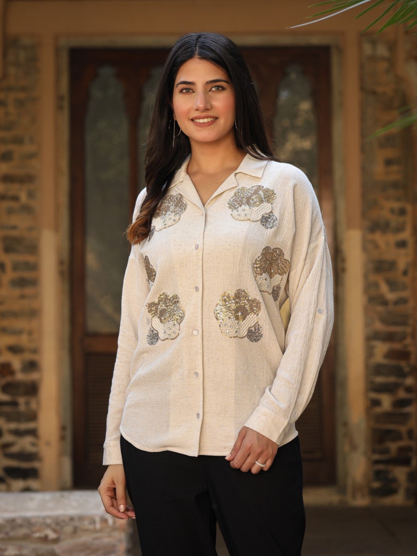 Juniper Women's Rayon Flex Embroidered Women's Shirt | Grocsy