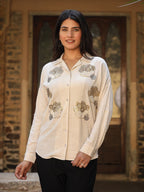 Juniper Women's Rayon Flex Embroidered Women's Shirt | Grocsy