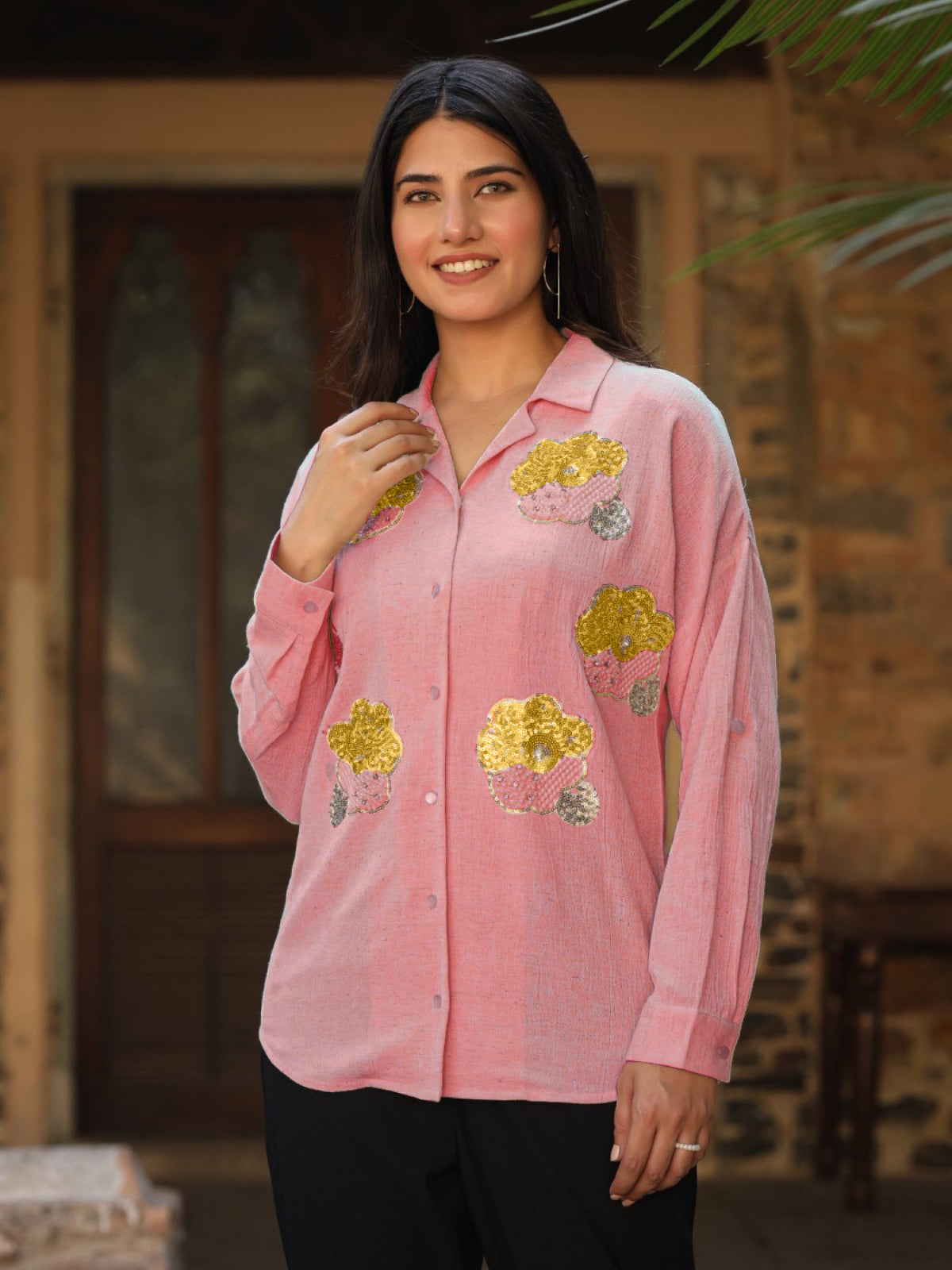Juniper Women's Rayon Flex Embroidered Women's Shirt | Grocsy