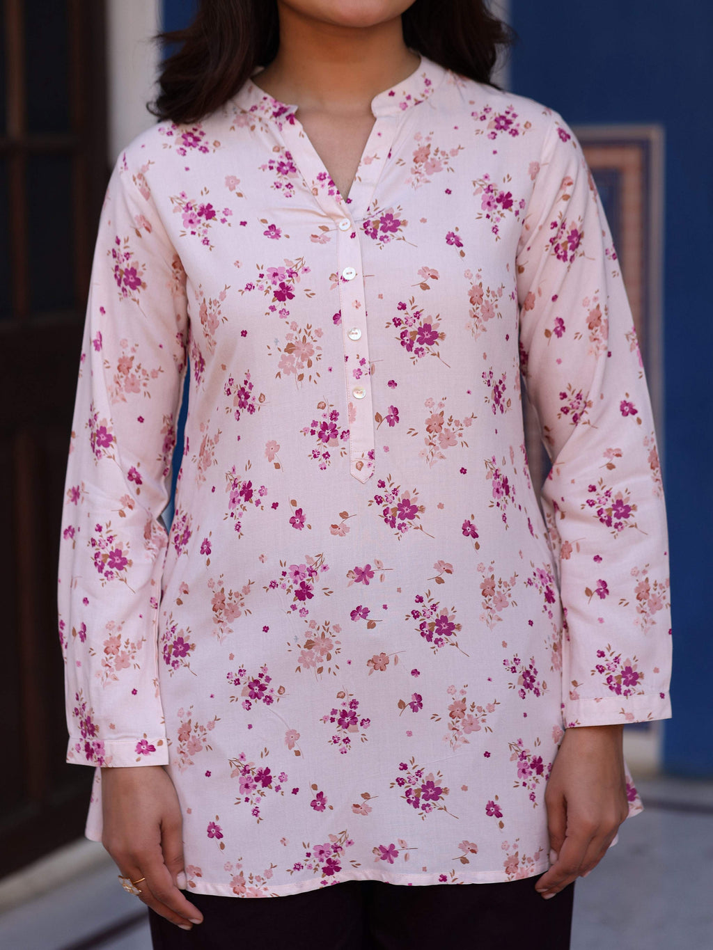 Juniper Women's Pink Floral Printed Tunic in Rayon | Grocsy