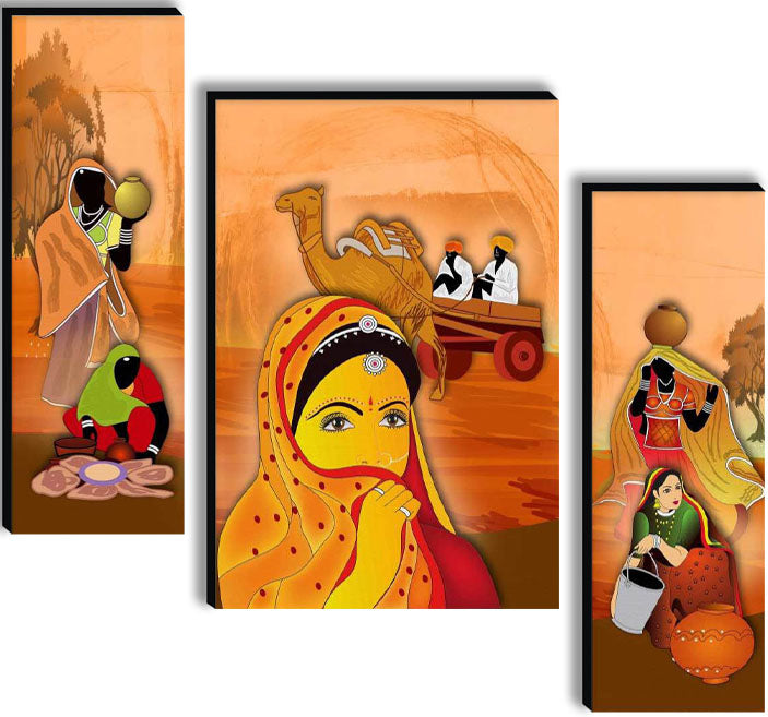 Tehzeeb Creations Set Of 3 Digital Wall Painting | Grocsy