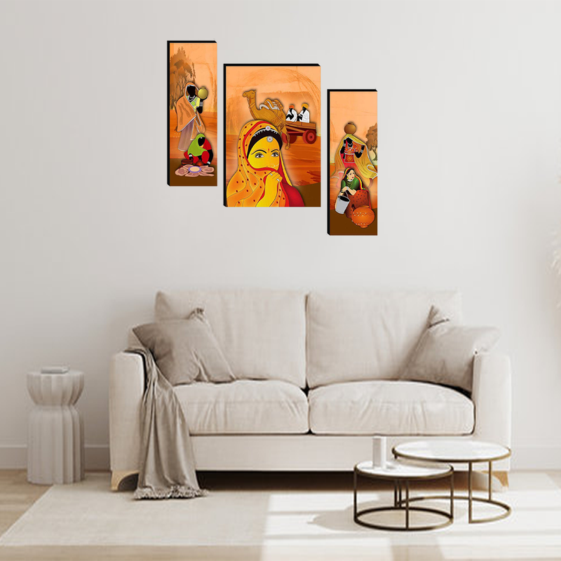 Tehzeeb Creations Set Of 3 Digital Wall Painting | Grocsy