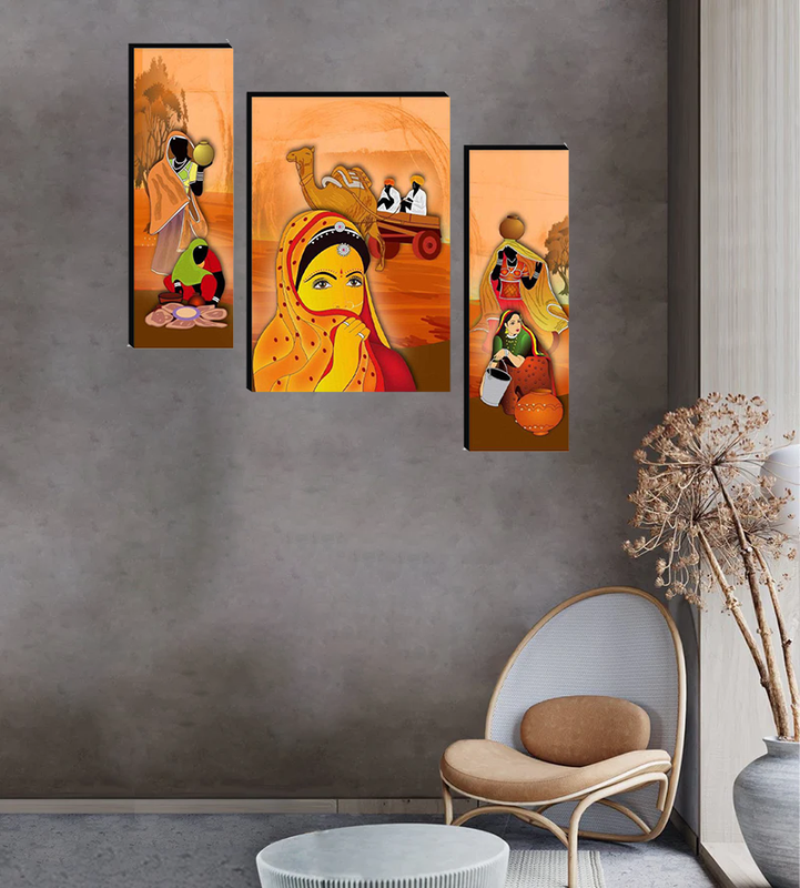 Tehzeeb Creations Set Of 3 Digital Wall Painting | Grocsy