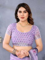 PR Fashion Purple Handloom Linen Cotton Saree | Grocsy