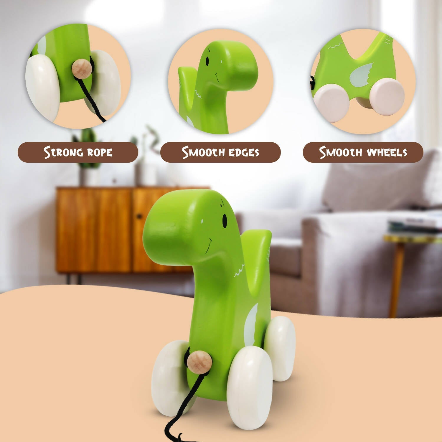 Matoyi Dinosaur Wooden Pull Toy For Kids | Grocsy