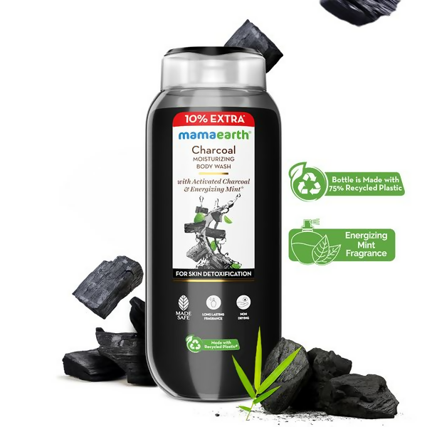 Mamaearth Charcoal Moisturizing Body Wash with Activated Charcoal & Energizing Mint for Skin | Grocsy