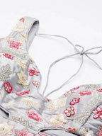 House of Panchhi Grey Organza Sequins and Zarkan embroidery Lehenga choli & Dupatta | Grocsy