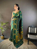 Joban Fashion Dark Green Meenakari Weaving Paithani Sarees | Grocsy