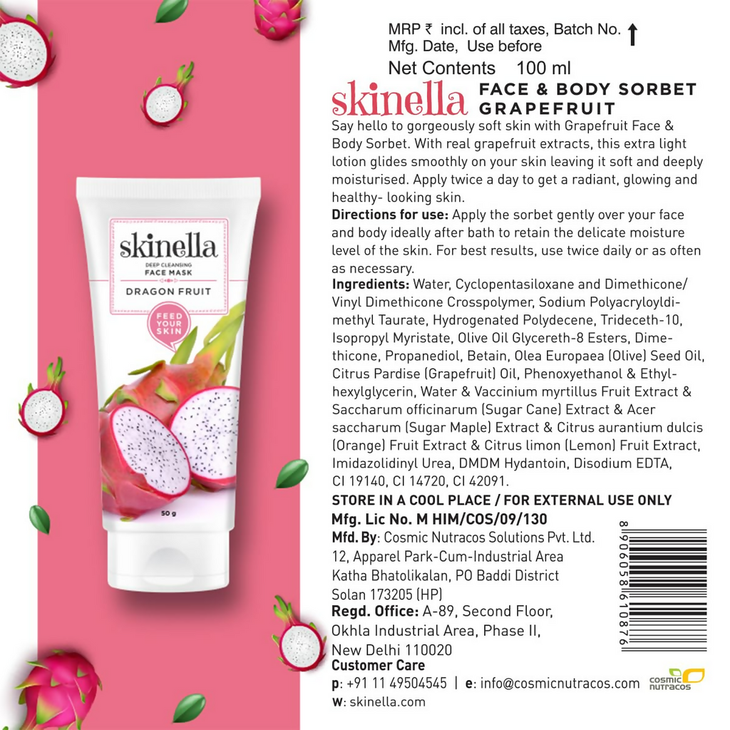 Skinella Dragon Fruit Instaglow Paste Face Mask | Grocsy
