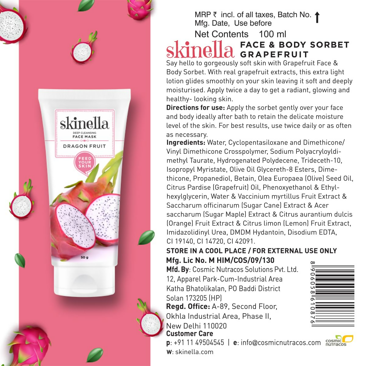 Skinella Dragon Fruit Instaglow Paste Face Mask | Grocsy