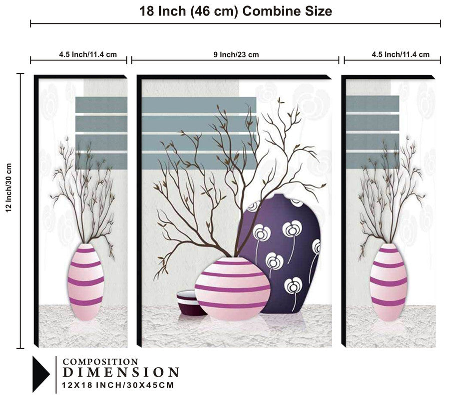 Tehzeeb Creations Set Of 3 Digital Wall Painting | Grocsy