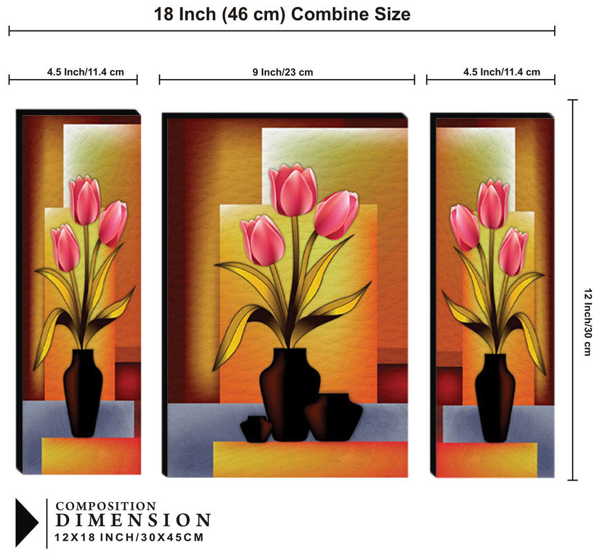Tehzeeb Creations Set Of 3 Digital Wall Painting | Grocsy