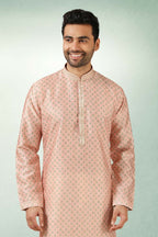 Raivat Ethnic Art Silk Printed Work Kurta Pajama In Pink Colour | Grocsy
