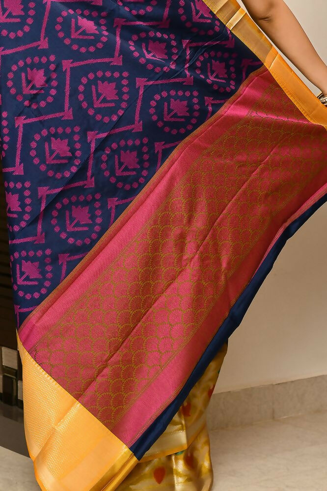 Joban Fashion Multicolor Saree Kataan Ikkat | Grocsy