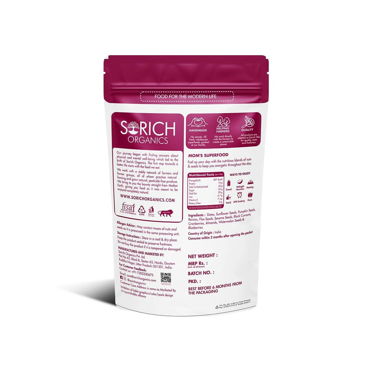 Sorich Organics Mother's Superfood Mix Nuts & Seeds | Grocsy