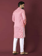 Anaita Pink Solid Soft Jacquard Silk Straight Kurta | Grocsy