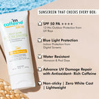 mCaffeine Sun Fix Daily Glow Green Tea Sunscreen SPF 50 PA++++ with Niacinamide, Lightweight & No White Cast | Grocsy