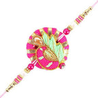Bright Peacock Zardosi Rakhi & Kaju Katli Box | Grocsy