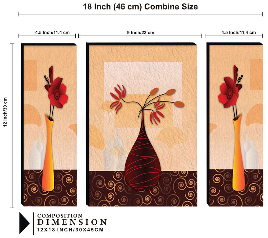 Tehzeeb Creations Set Of 3 Digital Wall Painting | Grocsy