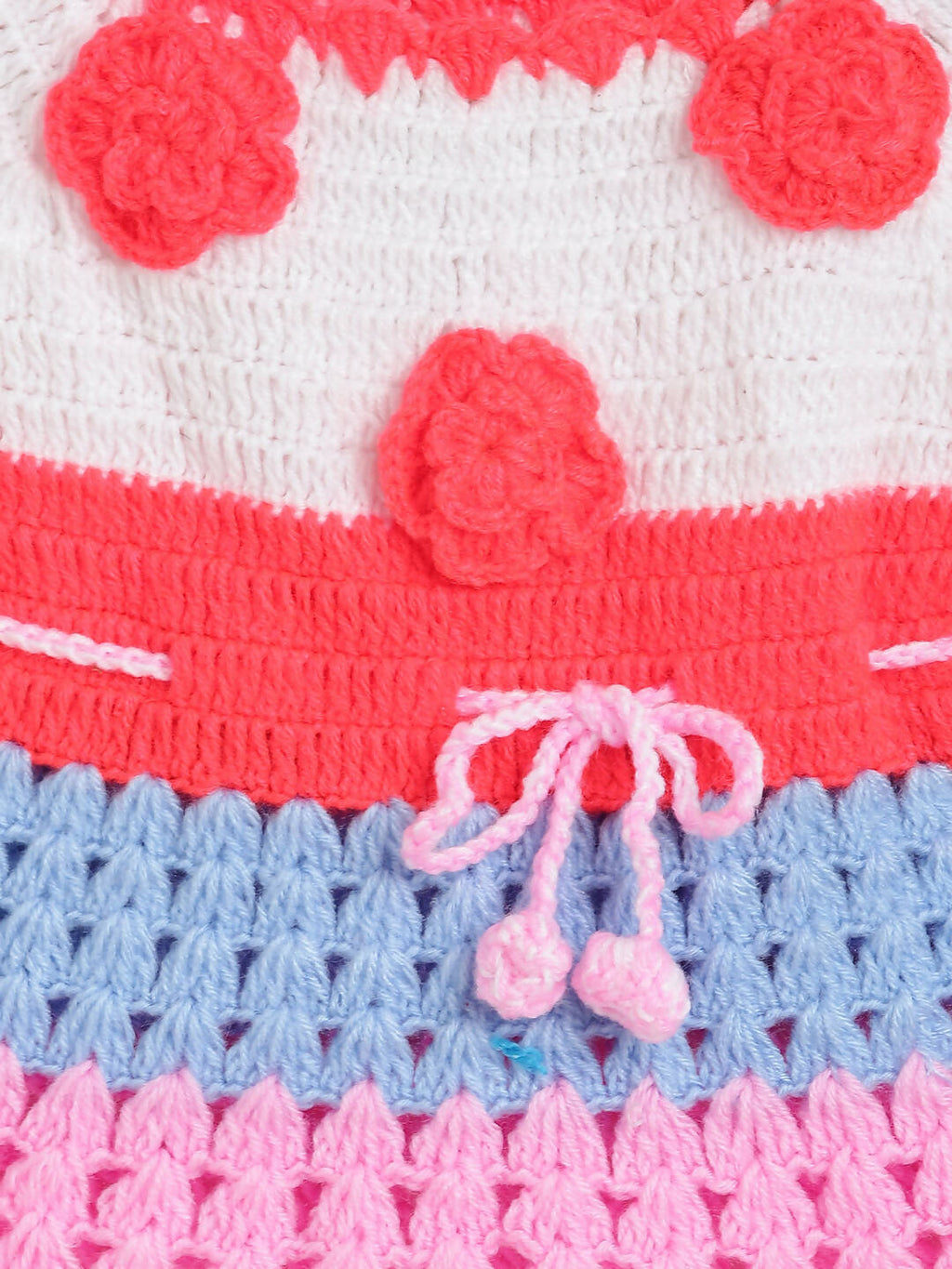 ChutPut Hand knitted Crochet Rainbow Wool Dress For Baby Girls - Multi | Grocsy