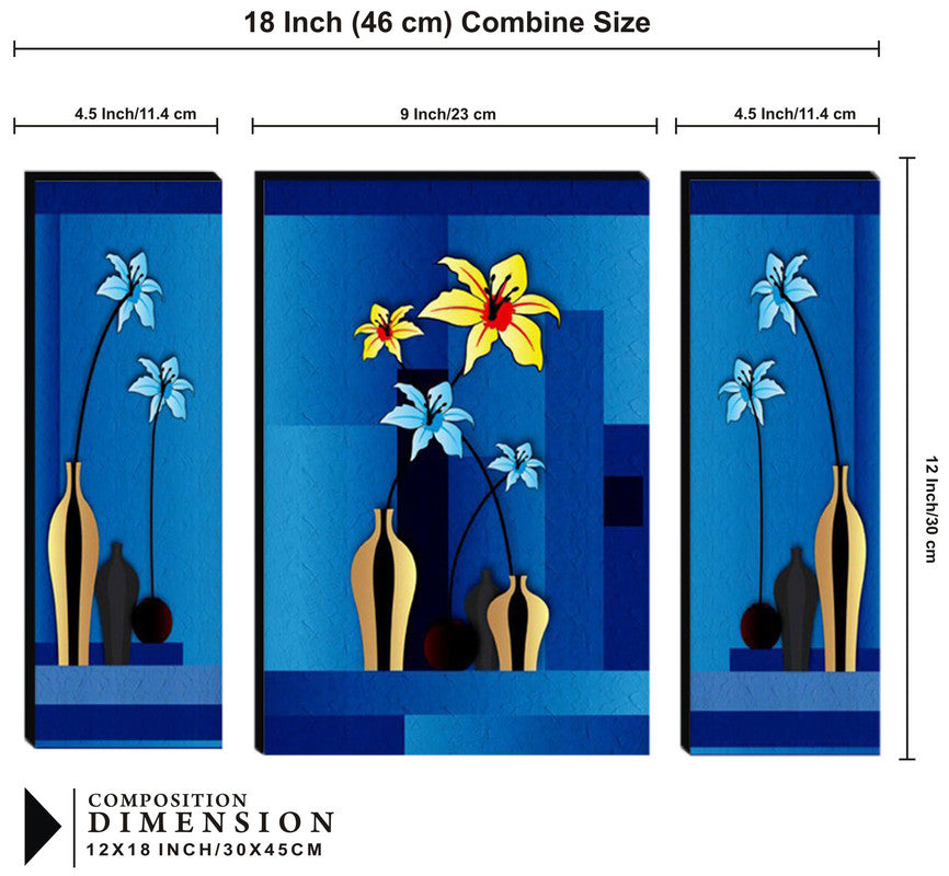 Tehzeeb Creations Set Of 3 Digital Wall Painting | Grocsy