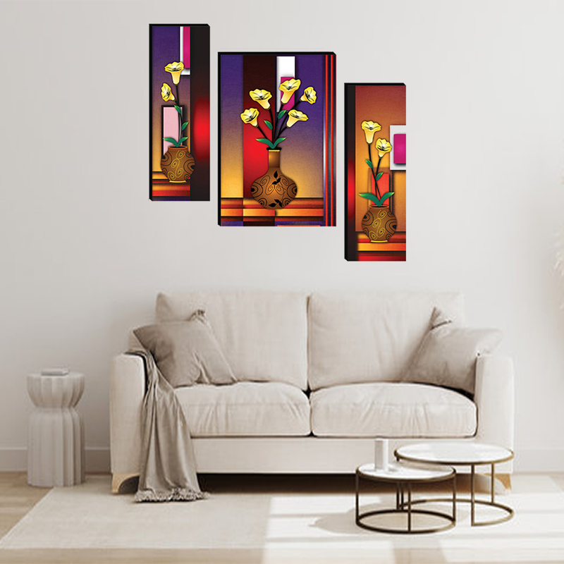 Tehzeeb Creations Set Of 3 Digital Wall Painting | Grocsy